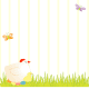 Easter scrapbook layout: Mother chicken and baby chick in the grass