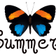 Orange and blue butterfly summer clip art