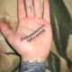 Text on the palm.