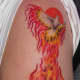 A flaming Phoenix tattoo.