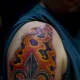 A flaming fleur de lis.