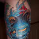 A blue hannya tattoo.