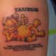 A Garfield tattoo about Taurus.