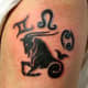 This Capricorn sign shows the goat. The tail is that of a fish. Thus, you get the sea goat.