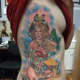 A pirate pinup girl tattoo.