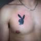This bunny tattoo is located on the chest.