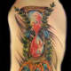 Hourglass with red waves