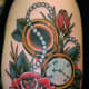 Clock with roses and pearls.