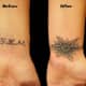 Using the same colour but darker has make this tattoo hide behind the new tattoo.