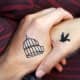 Bird and cage tattoos.