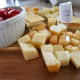 See how much lighter these cubes look compared to the uncut block of cheese? This cheese has a very pleasant smell; it was noticeable when slicing it.