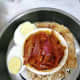 Top view - The savory 'nasi lemak' cake ready to be devoured