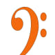 Orange Bass Clef Clip Art