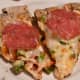 Here are the pizza slices with meat.