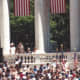 Memorial Day ceremony, May 1989.  The German Democratic Republic military attach&eacute; renders a hand salute.