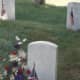 Grave of Major Audie L. Murphy, Medal of Honor winner and is often considered the most highly decorated U.S. soldier.  Normally Medal of Honor winners have the etching in gold. 
