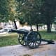 Cannon on display in the public square park in Pella