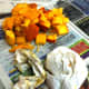 Chunks of pumpkin cut-out, paper towels and newspaper are all destined for the compost pile.
