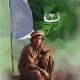 Imran Khan and the flag of Pakistan (painting)