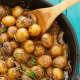 Roasted baby potatoes with homemade mushroom sauce