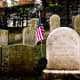 Washington Irving's headstone in a graveyard in Sleepy Hollow, New York.  