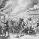 A painting of the Lawrence Massacre, in which Anderson played a leading role. Lawrence was a stronghold for antislavery forces in Kansas and as a base of operation for incursions into Missouri by Jayhawkers and pro-Union forces.