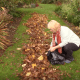 Rake leaves into a pile, then fill a sturdy plastic bag 2/3 full.
