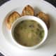 Chicken wings and mushroom soup with wholemeal bruschetta