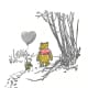 Crayola ® colors: Winnie the Pooh = goldenrod; Pooh's shirt = red; Piglet = peach; Piglet's shirt = green