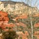 Red rocks and white sandstone bluffs.