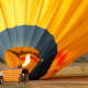 Inflating the hot air balloon and heating the air