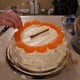 Orange candies taste really good with this cake. They also make for simplistic decorations. 