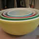 Pyrex mixing bowl sets from the 60s are selling for around $115.00.