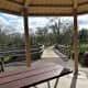 Picnic table under the gazebo