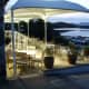 The terrace of the Wide Mouthed Frog at twilight.