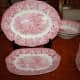 Enoch Wedgwood Tunstall , pink hand engraved big & little serving plate