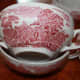 Enoch Wedgwood Tunstall , pink hand engraved soup mug 