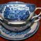 Johnson Bros, Old Britain Castles, blue soup mugs with saucer