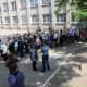 Pro-Russian separatists organized the referendum. A queue forms to enter a polling station in Donetsk on May 11, 2014.