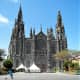 The view of Iglesia de San Juan Bautista from Cafe el Parque, Arucas.