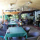 The shaded terrace, tasting area at Finca la Laja.