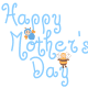 Happy Mother's Day clip art -- busy bees -- blue