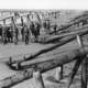 What American troops had to deal with on D-Day. Logs driven into the sand pointing seaward and also capped with mines.