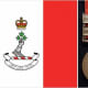 The red-white-red pattern is based on the flag of the Royal Military College of Canada (left) and the ribbon of the Canada General Service Medal of 1899 (right).