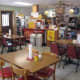 Interior of the pizza shop.