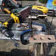 Holes cut in the end fittings to support the wooden shoe rack rods.