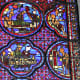 Detail of an early 13th century stained glass window in Bourges Cathedral ambulatory.
