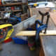 Cutting the angled section of the facings for the top and side brace and supports for the speakers.