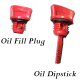 Oil fill screw and a dipstick
