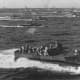 American Marines headed toward the beaches of Iwo Jima February 19,1945. Three Marine divisions would land on Iwo Jima nearly 40,000 men on the first day of battle. The first waves of Marines would land un-touched by enemy fire.